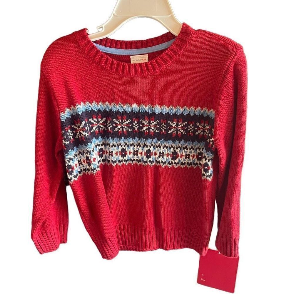 WonderKids fair isle sweater NEW NWT 3T red